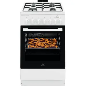 Gāzes plīts Electrolux LKK560011W ar nerūsējošā tērauda apdari un 50 cm elektrisko krāsni, energoefektivitātes klase A