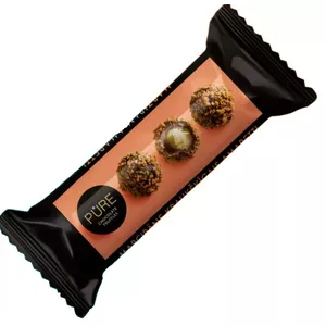 Chocolate truffles pure chocolate 450-24896 with marzipan cream filling, crunchy amaretto cookie