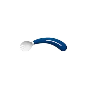 Ēdamrīku komplekts SUNDO Safe 2‑in‑1 dakša‑karote, bērnu, zils plastmasas rokturis, ergonomisks, labroči, 39 g