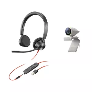 HP Poly Studio P5 Personal Video Conferencing System with Blackwire C3325 Headset, Full HD, 80° FOV, 4x Digital Zoom