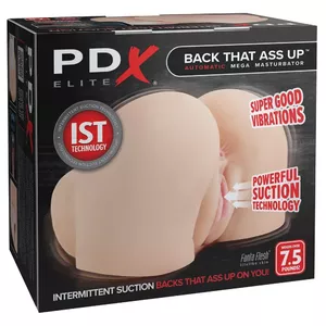 Masturbator Pipedream Silicone Black PDX Elite Back That Ass Up — torso masturbator, dual tunnels, vibration & suction, rechargeable, 27.4×24.9×14.7 cm