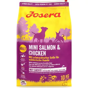 Сухой корм для собак JOSERA Mini Salmon & Chicken 10 кг — беззерновой, с высоким содержанием белка для мелких пород