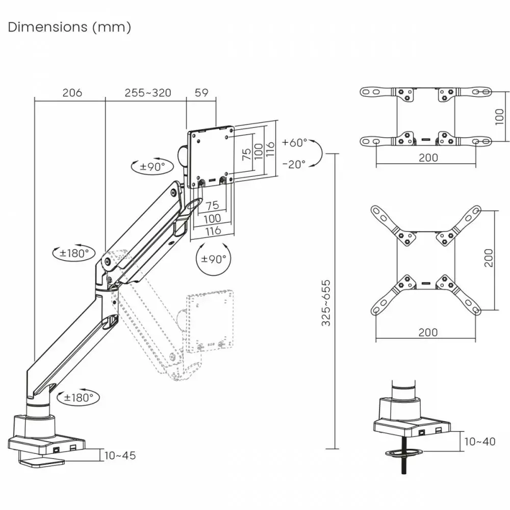 Monitor mount MACLEAN MC-968 dual-arm 27 kg Photo 6