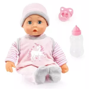 Lelle BAYER First Words Baby Pink ar aksesuāriem, interaktīva bērnu rotaļlieta