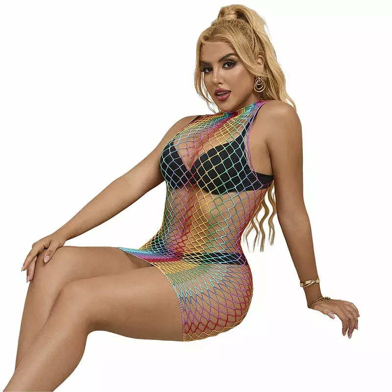 Сетчатое платье SUBBLIME Rainbow высокий ворот без рукавов Photo 3