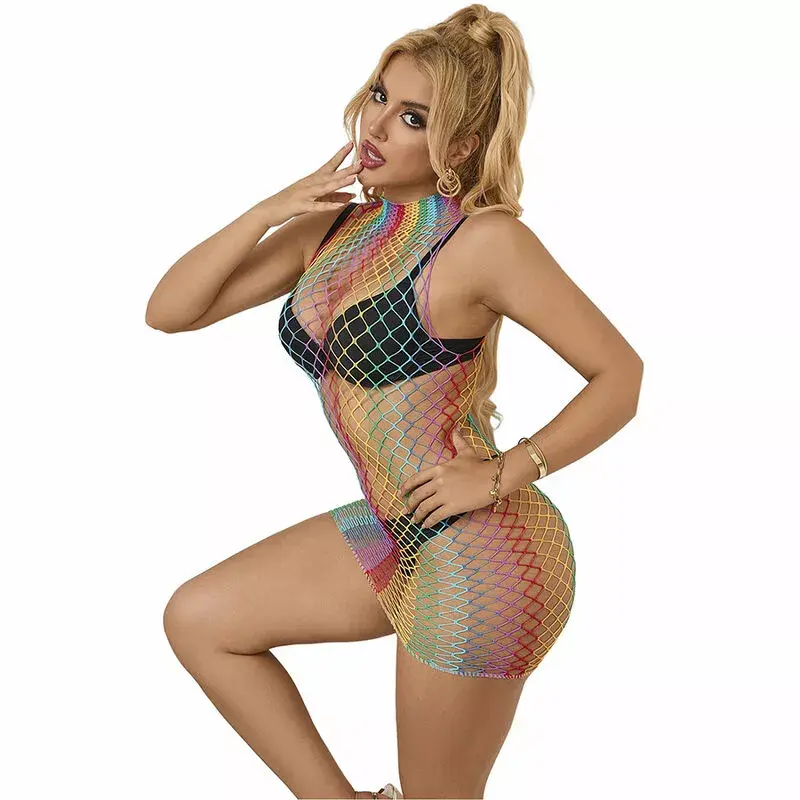 Сетчатое платье SUBBLIME Rainbow высокий ворот без рукавов Photo 5