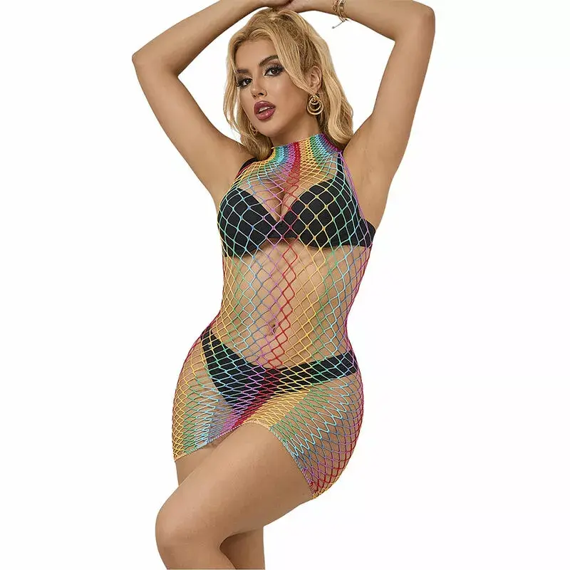 Сетчатое платье SUBBLIME Rainbow высокий ворот без рукавов Photo 6