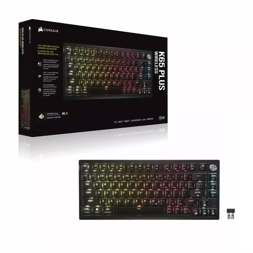 Mehāniskā tastatūra CORSAIR K65 Plus Wireless RGB Photo 2