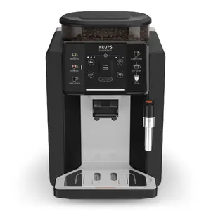Полноавтоматическая эспрессо-машина Krups Sensation C10 EA910A с резервуаром для воды 1.7 л, встроенной кофемолкой, приготовлением капучино и эспрессо, мощностью 1450 Вт, черно-хромированная