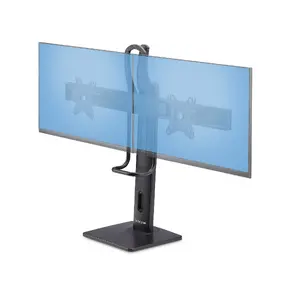 StarTech Crossbar Dual Monitor Desk Stand 2MC1S-MONITOR-STAND for two 17 to 27-inch screens VESA 75x75 and 100x100 with height adjustment and black finish