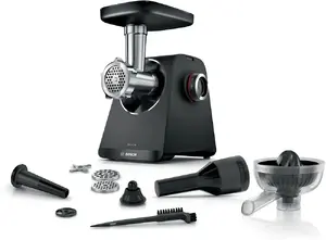 Мясорубка Bosch MFWS430B — 1900 Вт, 2 скорости, 2,5 кг/мин, черно‑серебристая, 4,3 кг