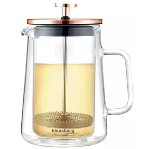 Coffee/tea piston maker Klausberg KB 7724, glass carafe 0.60 L, copper-colored frame