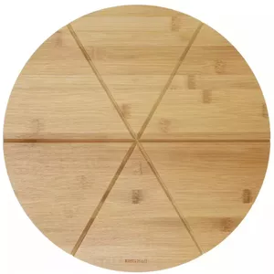 KINGHoff Bamboo Pizza Plate with Cutting Grooves, 35 cm