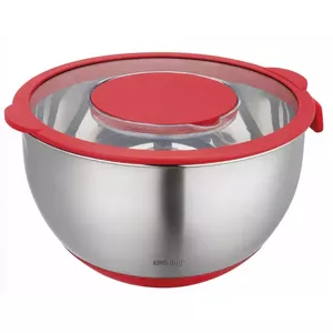 KINGHoff KH 1889 Multifunctional Stainless Steel Bowl with Lid, 5L, Red