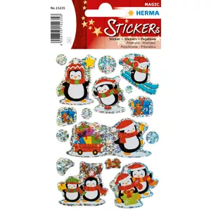 Stickers HERMA winter penguins prismatic foil Multicolour Animal pattern 8 pcs