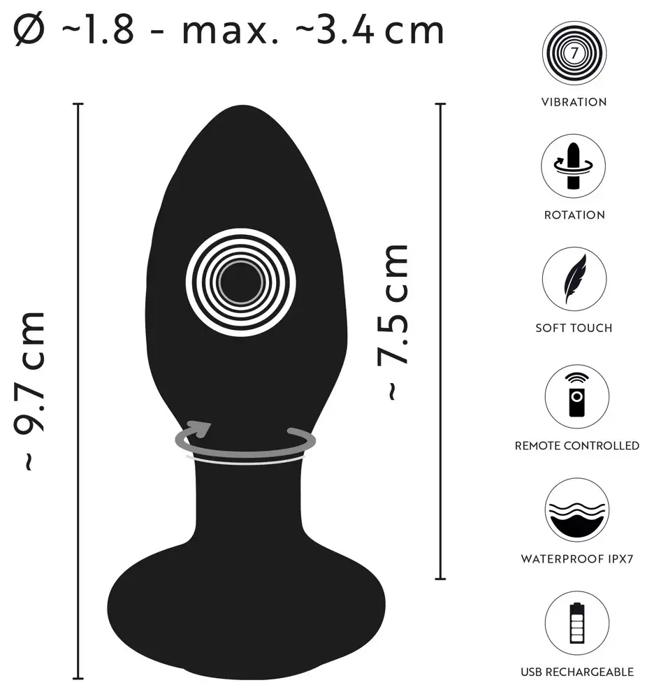 ANOS Silicone Black вращающаяся вибропробка Photo 10