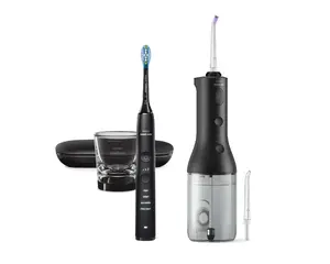 Philips Cordless Power Flosser 3000 and DiamondClean 9000 Sonic Toothbrush HX3886/43 with 4 Brushing Modes, Mobile App Support, and Built-in Battery