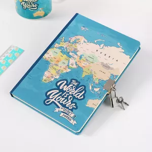 Ежедневник I-Total A5 синие карты — Diary I-Total ZILĀS KARTES 100-10780, формат A5, в линейку