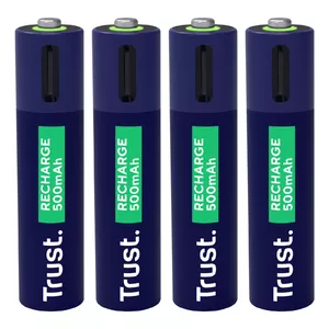 Rechargeable battery TRUST AAA 500 mAh 1 h recharge 800 cycles 4-pack, green