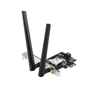 Внутренний WLAN/Bluetooth адаптер ASUS PCE-BE6500 — PCIe, тридиапазонный Wi‑Fi 6E/7 (2.4/5/6 ГГц), Bluetooth 5.4, 2882 Мбит/с, внешняя антенна, чёрный