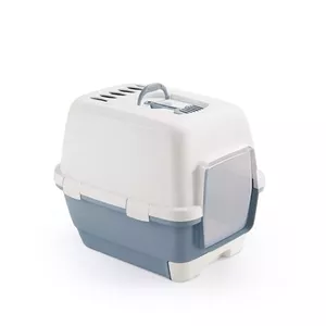 Туалет для кошек stefanplast Cathy Clever & Smart 58x45x48 см бело‑голубой — закрытый лоток