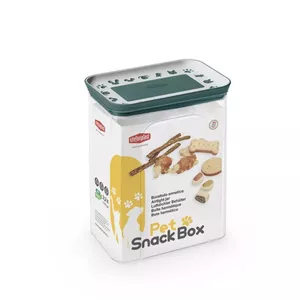 Hermetic rectangular pet container stefanplast 2198561 2.2 L white with green lid