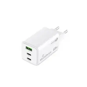 Mobile device charger MediaRange MRMA116-2 — Indoor AC fast charger, 100–240V input, up to 20V output, 2× USB-C, white