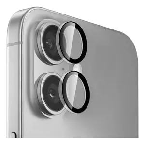 PURO tempered glass screen and back protector with camera lens protection for iPhone 16 / iPhone 16 Plus, 2 pcs, black/transparent