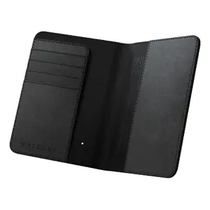 Обложка для паспорта Satechi FindAll — черная веганская кожа, 106×143 мм, 17 мм