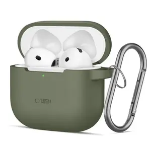 Silicone hook case Tech-Protect for Apple AirPods (4) — Olive Green