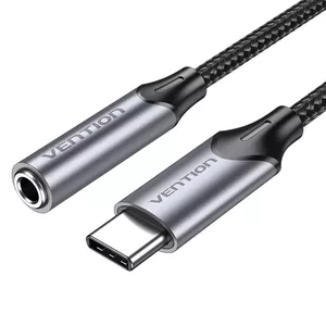 Переходник Vention USB-C — 3,5 мм BGMHA, USB Type-C штекер — 3,5 мм гнездо, длина 0.1 м, серый