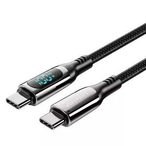 USB Type-C to Type-C Cable Vention TAYBAV — USB 2.0, 1.2 m, 5 A/20 V (100 W), braided cotton, black