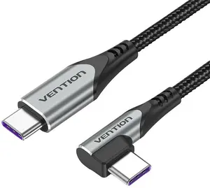 USB 2.0 kabelis Vention TAKHF — USB-C uz USB-A, 1 m, 0,48 Gbit/s, niķelēti kontakti, pelēks