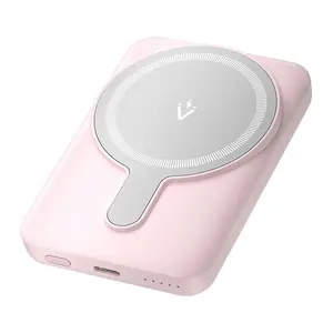 Power bank Vention FHSP0 5000 mAh with wireless charging, USB-C, 3 A output, Pink