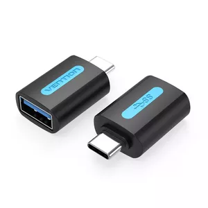 Адаптер Vention USB-C на USB 3.0 OTG CDUB0 — USB-C штекер на USB-A гнездо, чёрный PVC, никелированные контакты