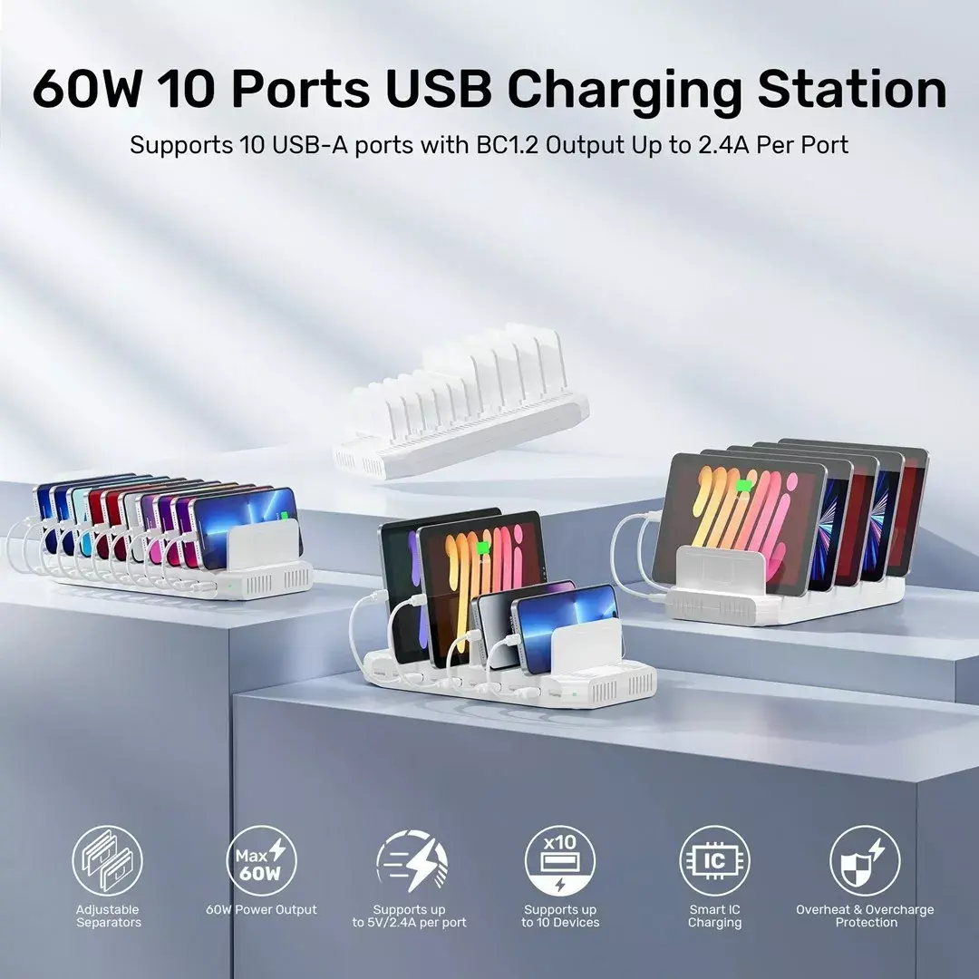 Unitek Y-2190D01-EU зарядная станция 10x USB 60W Photo 6