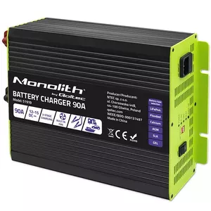 Akumulatora lādētājs QOLTEC 51919 90A 12V priekš LiFePO4 AGM GEL SLA