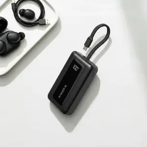 Portatīvais akumulātors Anker Zolo 10000mAh, 30W īpaši ātra uzlāde, integrēts USB-C kabelis, melns
