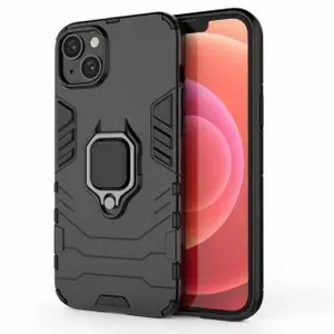 Vāciņš Hurtel Ring Armor priekš iPhone 14 Plus ar magnētisku gredzena turētāju, melns