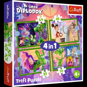 Набор пазлов TREFL Diplodocus 4 в 1 — модульные пазлы для детей и коллекционеров