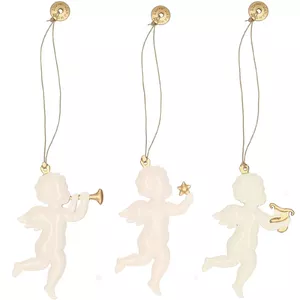 Christmas tree decorations Springos metal angels set of 3 7 cm