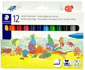 Marker pens Staedtler Noris Jumbo 12-piece set — felt-tip markers for children, model 340 C12