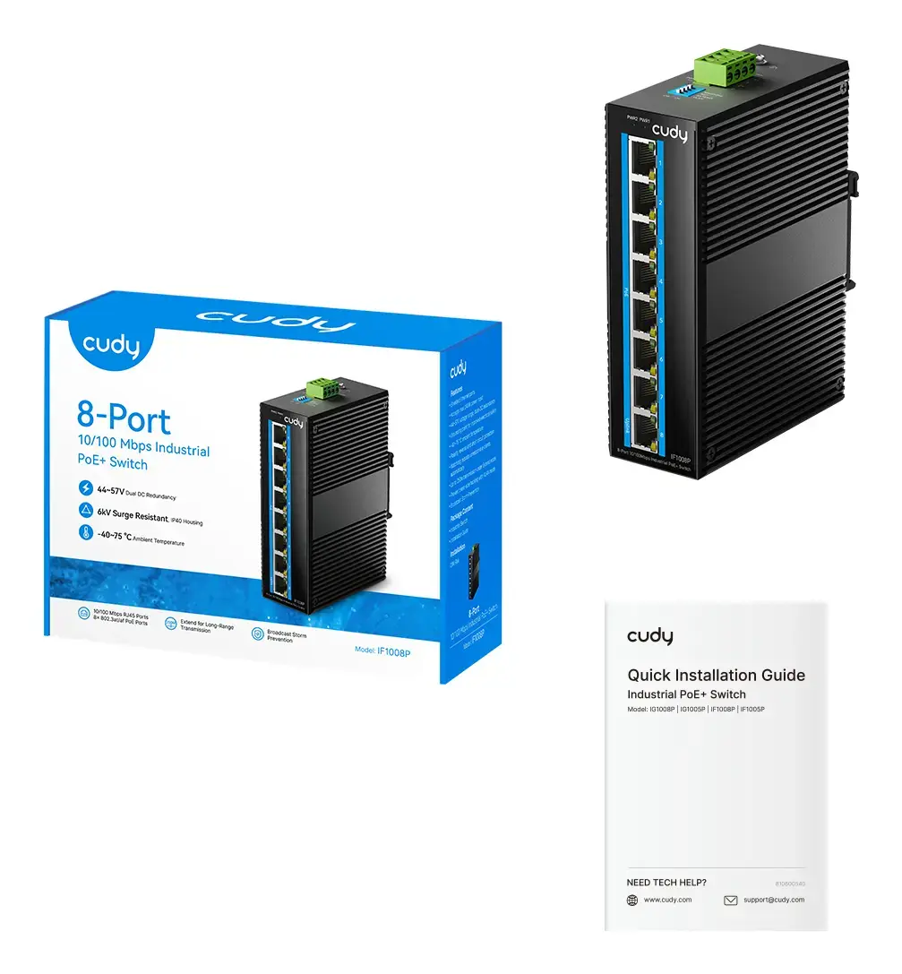 Cudy IF1008P 8-портовый непроуправляемый PoE коммутатор Photo 3