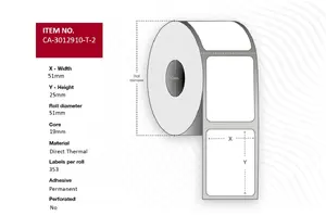 Capture CA-3012910-T-2 Direct Thermal Printer Labels White Roll FSC Certified 5648 Pieces