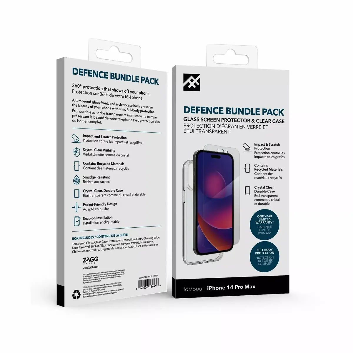 Zagg IFROGZ Defence Bundle Pack vāciņš iPhone 14 Pro Max Photo 2