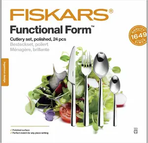 Cutlery set 24 pcs Fiskars — stainless steel glossy finish, service for 6