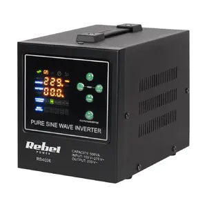 Rebel POWER-500-LFP4 tīra sinusa viļņa invertors ar lādētāju 12V uz 230V 500VA/300W