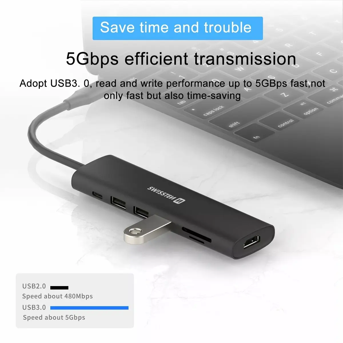 SWISSTEN USB-C док-станция 7 в 1 Photo 3