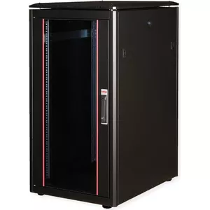 Freestanding rack ROLINE Pro 22U 600x800 glass door black