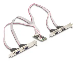 Internal RS-232 interface card DELOCK 95278 — Mini PCI Express host, 4× RS-232 outputs, FIFO 256 B, 30×51×10 mm